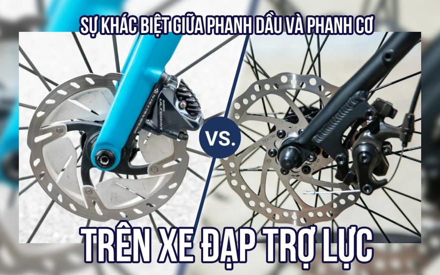 Sự khác biệt giữa phanh dầu và phanh cơ trên xe đạp trợ lực